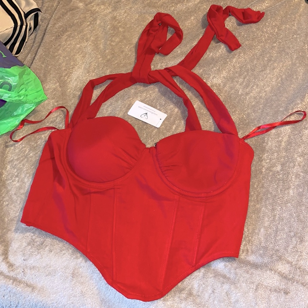 Red criss-cross top